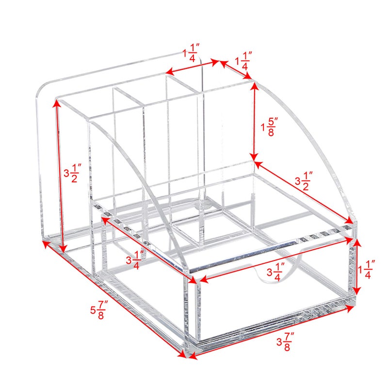 Ikee Design Acrylic Premium Desktop Office Supplies Organizer with Post It Note Pad Holder, Mail Storage and 3 Pencil Slots Pencil Holder, Office Tool Storage Case, 3 7/8 W x 5 7/8 D x 3 1/2 H in - Image 2